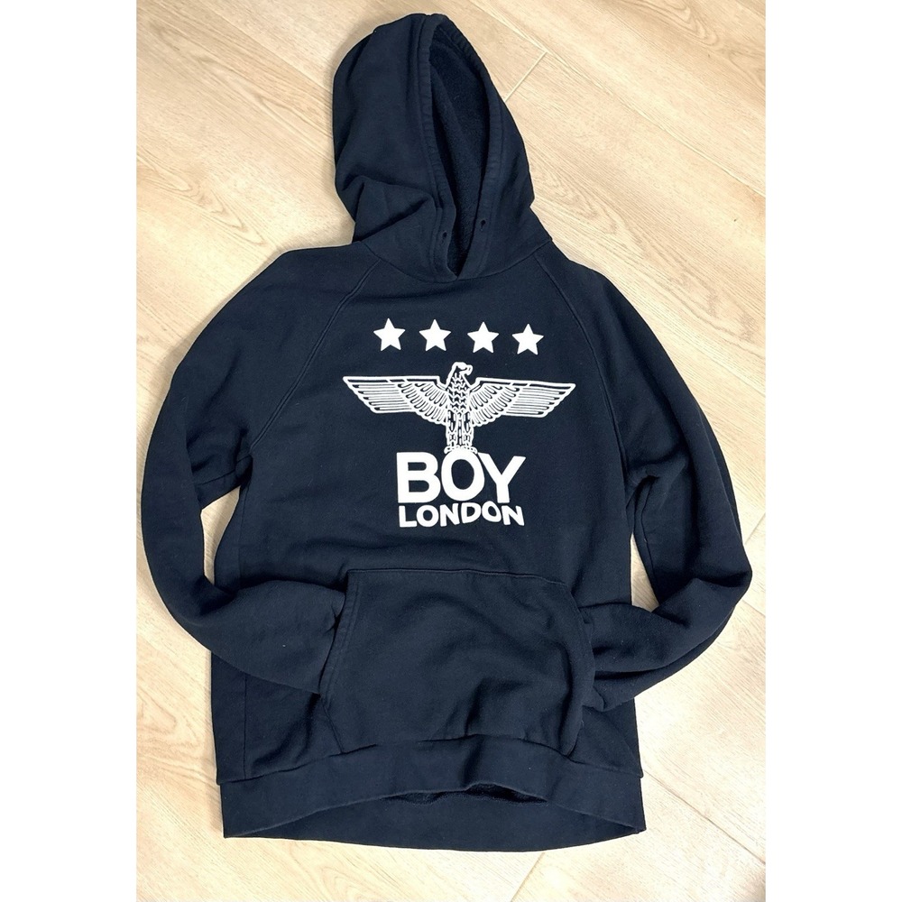 Boy London Mens Black Eagle Logo Pullover Hoodie Sweatshirt Large See Notes